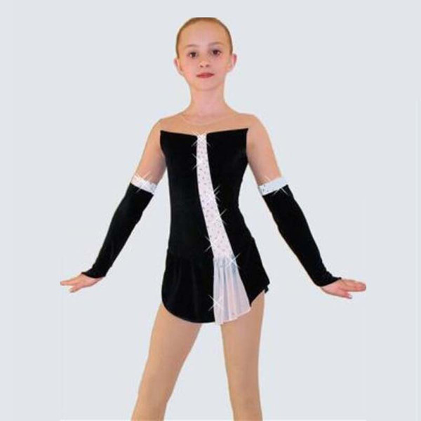 Cut Girls Skating Competition Dress on Ice 2017 Short Length Gown With Fingers Formal Design Competitive Price