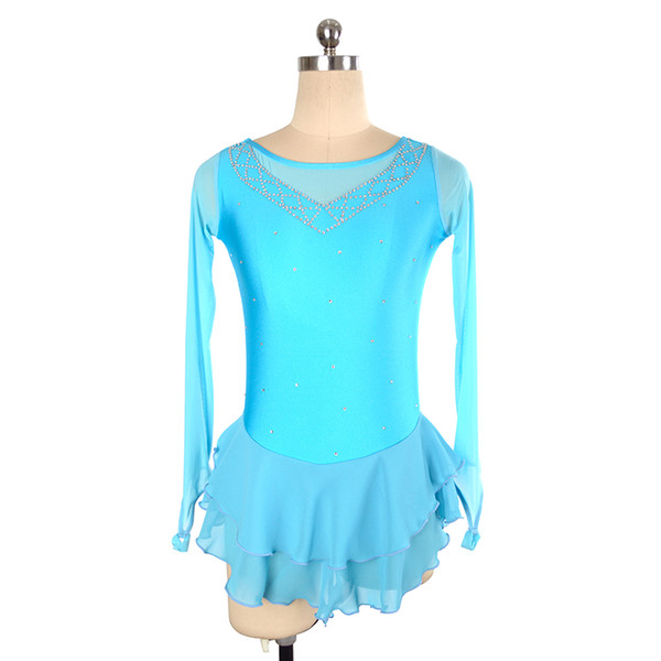 New Style Formal Long Sleeves Style Beaded Performance Dress Latest Collection Spandex Ice Skating Training Dress