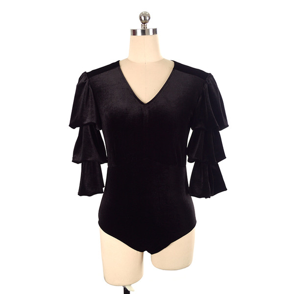 Special Design Long Sleeve Ice Skating Dress Professional Design Adult Black Velvet Training Dress New Collection