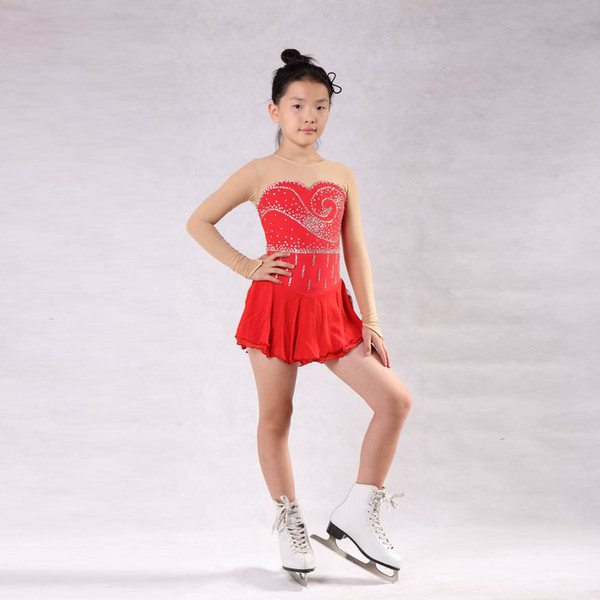 2018 Summer Collection Skating Dress With Beads Good Quality Attractive Long Sleeves Ice Competition Dress Professional Design