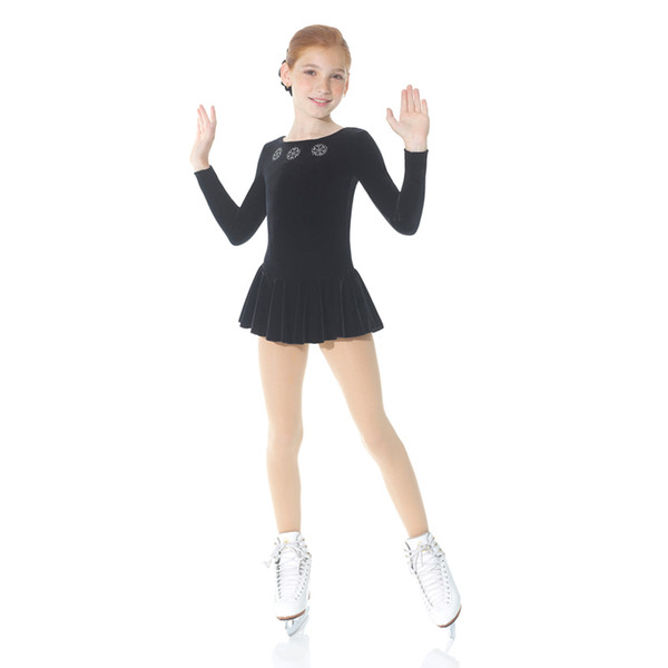 New Brand 2017 Girls Ice Skating Dress Above Knee Length Long Sleeve Custom Made Cute Children Dress for Competition