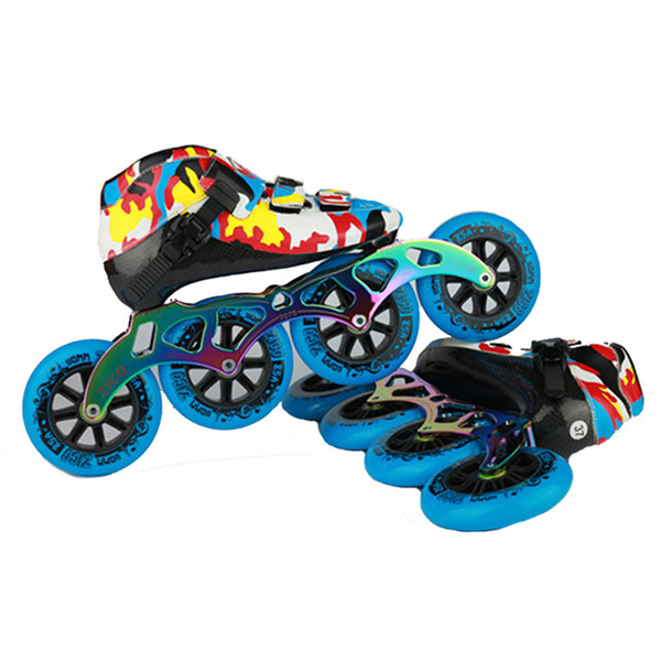 Camouflage Speed Inline Skates Carbon Fiber Professional Competition 4 Wheels Racing Skating Patines Similar Powerslide JAPY 045