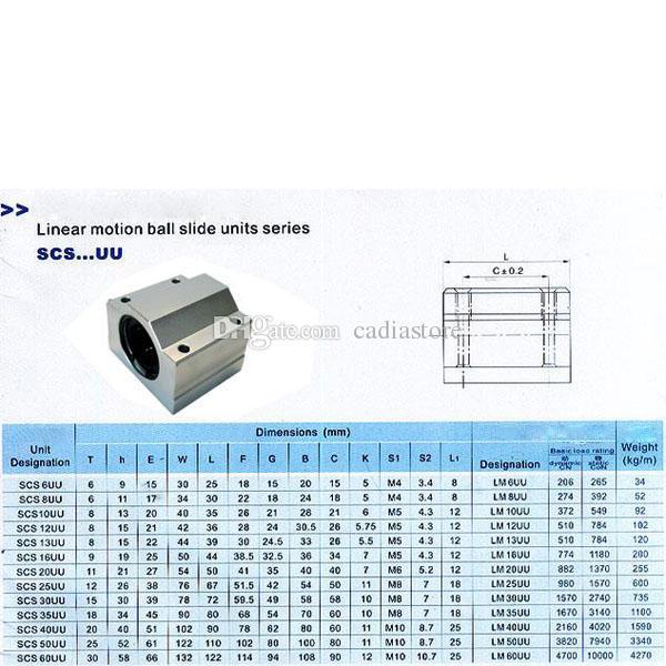 1PC Silver SC10UU SCS10UU Linear Ball Bearing Steel Motion Bearing CNC Optical Axis Multiple Columns B00250 BARD