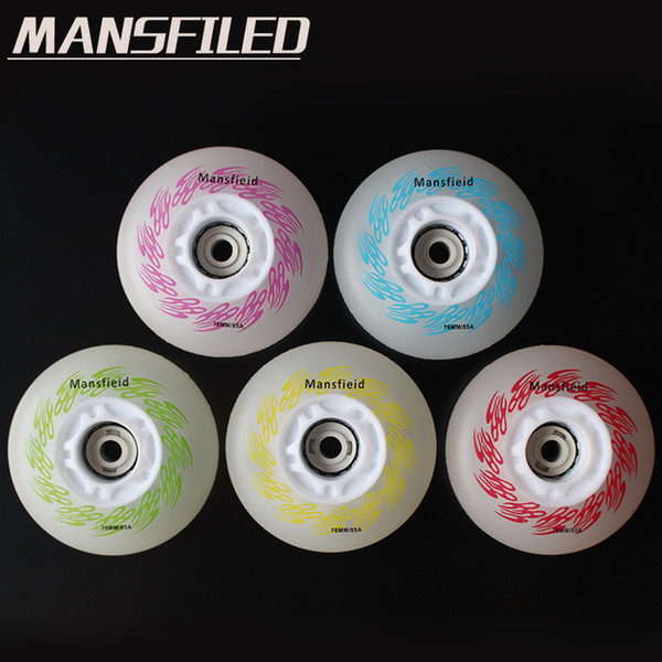 HOT SALE 8 Piece 90A 72/76/80mm Flash Skate Wheels PU Freestyle Slalom Inline Roller Skates Rodas Bright Led Skating Wheel Sliding FSK