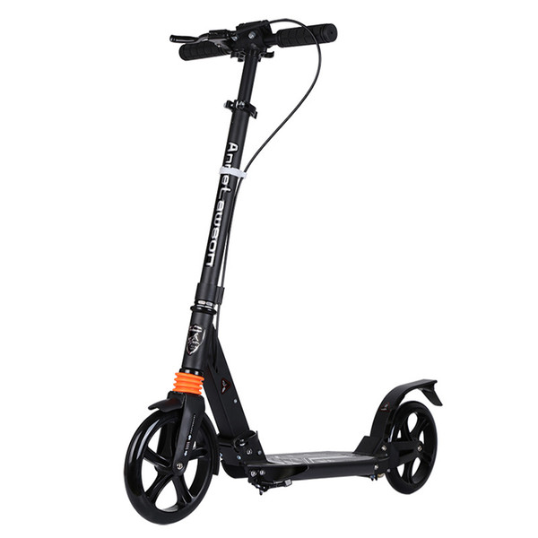 Adult Scooter with double absorption, double brake and 20cm PU wheel adult foldable kick scooter