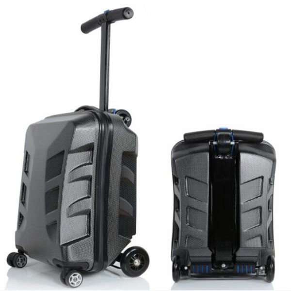 High quality 21 Inches Kick Scooter Suitcase Trolley Case 3D Business Travel Cool Cabin Luggage Creative Men Women Skateboard