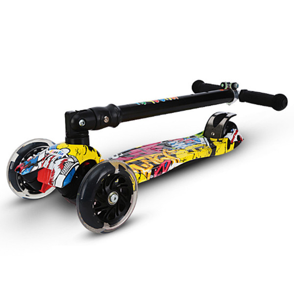 Children's scooter, folding and flashing, adjustable pedal scooter