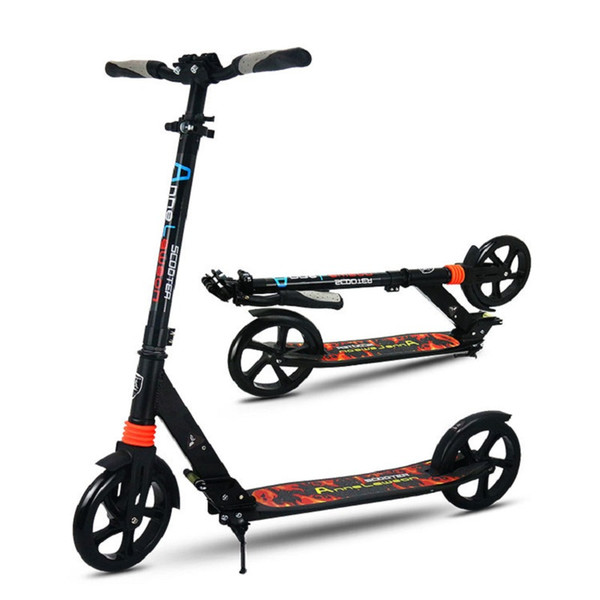 adult children kick scooter NEW pattern foldable PU 2wheels Hand brake bodybuilding all aluminum urban campus transportation