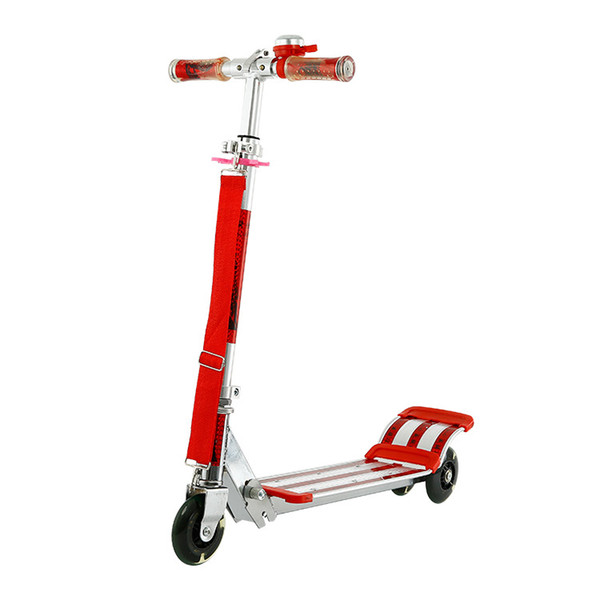 LK711 Thickened Aluminum Alloy Foldable Foot Scooter 3 PVC Flashing Wheel Kick Scooter Height Adjustable 60kg Bearing