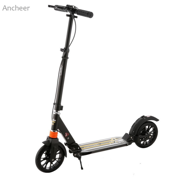 Ancheer Newest Kick Scooter Adult Foldable 3 Levels Adjustable Height 2-Wheel Kick Scooter with Hand Brake