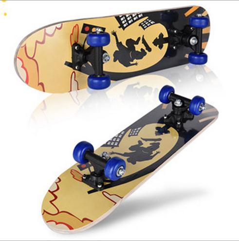 A Grade Maple Wood Kid Kick Scooter Skateboard ABS Double Rocker 60*15*10.5cm 3 pcs Lot