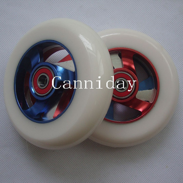 Wholesale-2 wheels! Free shipping! Thick PU high quality stunt scooter wheels / wheel roller skis / scooter wheels 100mm/ ABEC-9 bearings