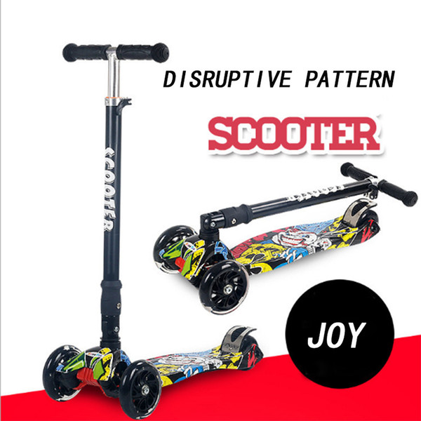 Children's scooter, folding and flashing, adjustable pedal scooter