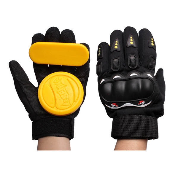 Skateboard Gloves Longboard Gloves Roller Skating Downhill Slide Gloves Durable Adult with 2 Slide yellow Pucks Outdoor HBST-05