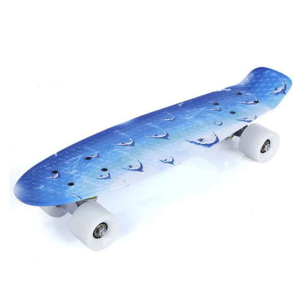 22Inch Dolphin Pattern Four -Wheel Street Long Skateboard Plastic Fish Skate Board Pu Wheel +Pp Board 2017New Arrival