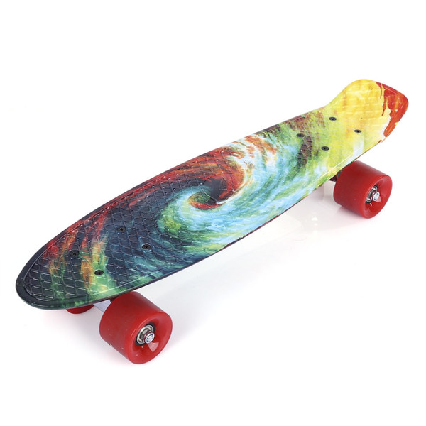 Skateboard 22 inch Printing Pattern Four-wheel Street Long Fish Skateboard bearing 100KG Street Plastic Skate Board For kids and Adults