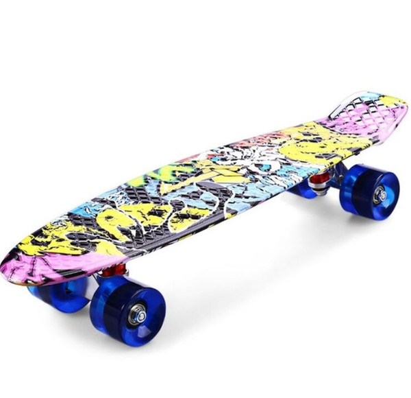 Printing Street Graffiti Style Skateboard Deck Complete 22 Inch Retro Cruiser Longboard For Child Skate Free Shipping