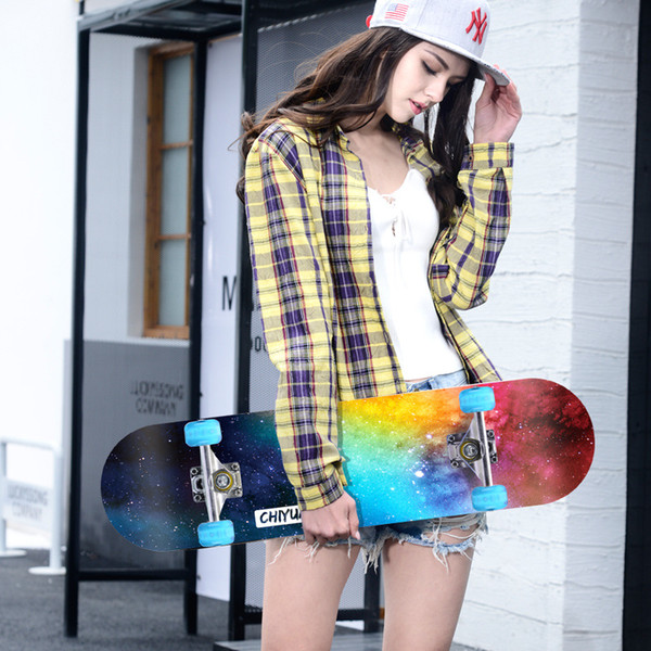 Four-wheel skateboard beginner, male, female, novice, double raised skateboard road adult children and teenagers professional skateboard car