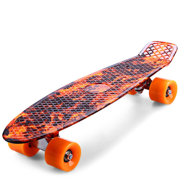 Cl - 78Printing Hellfire Flame Pattern Skateboard Complete 22Inch Retro Cruiser Longboard Skatecycle For Child