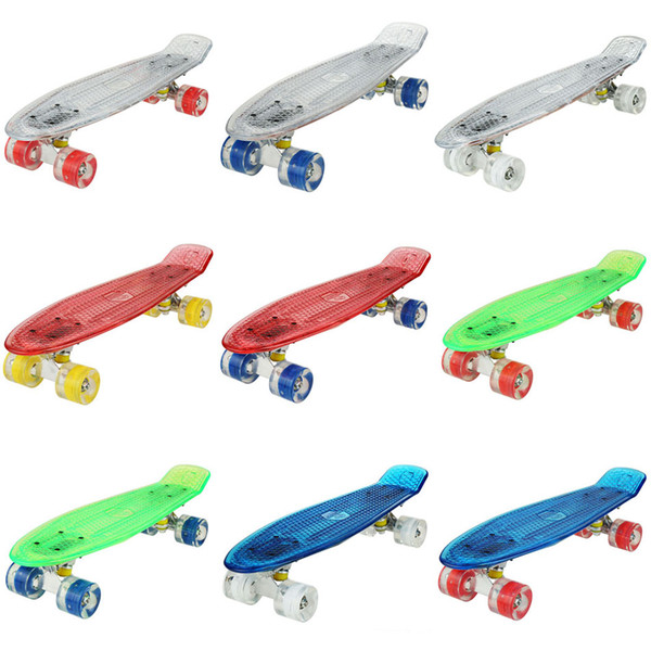 22 inch Cruiser Crystal Clear Skateboard Wheels LED Light Up Wheels Outdoor Complete Deck Board Best Gift For Children