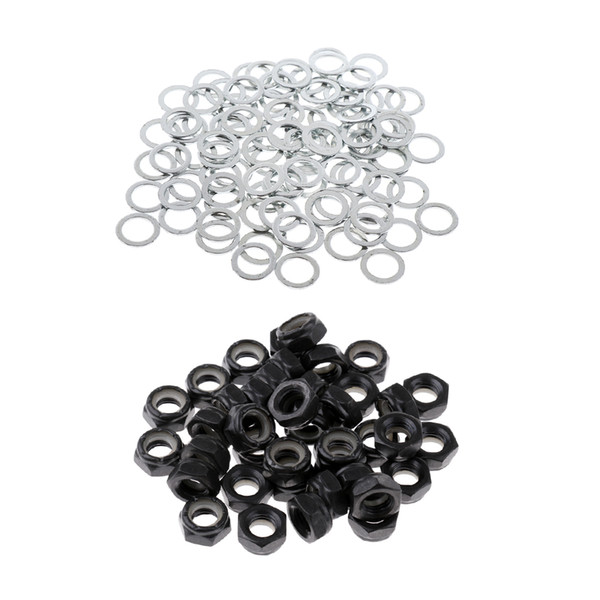 40pcs Axle Mounting Nuts + 100pcs Washers Skateboard Truck Wheel Accessories Hardware Set