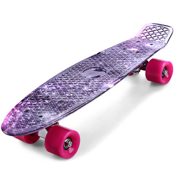 22 Inch Long Board Printing Purple Graffiti Skate Board Starry Sky Pattern Retro Skateboard Longboard Mini Cruiser