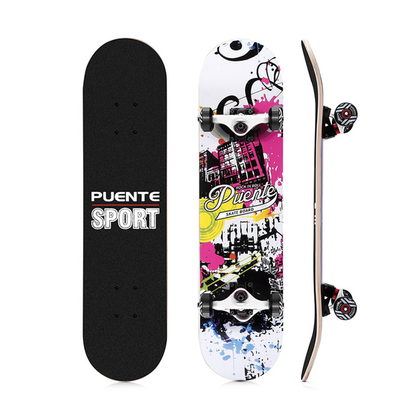 PUENTE 602 ABEC - 9 Four-wheel Double Snubby Maple Skateboard for Entertainment