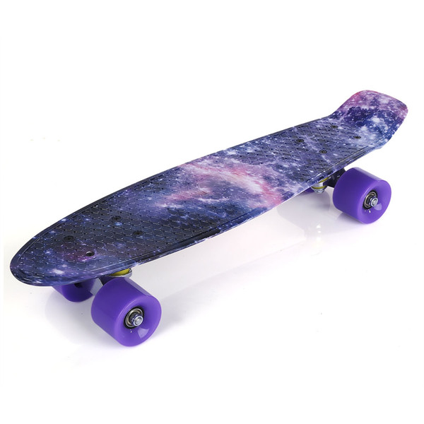 Four wheel 22 Inches Mini Cruiser Stars Skateboard Street Long Skate Board fishboard Outdoor Sports For Adult Children max loard 100kg