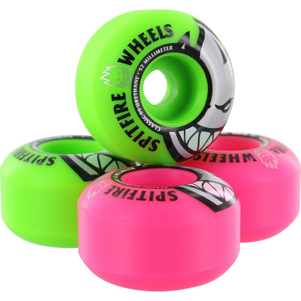 Freeshipping Original Spitfire Wheels Bighead Classic Mashup Neon Pink / Green Skateboard Wheels - 54mm 99a (Set of 4)