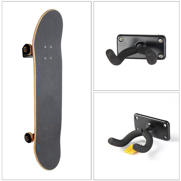 2 Pieces Portable Skateboard Longboard Deck Display Wall Mount Skate Holder Rack Hanger Clip Hook Protector