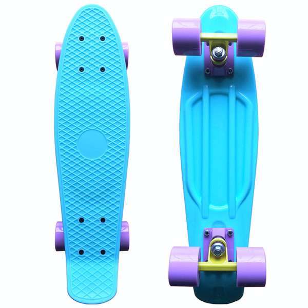 Wholesale-CHI YUAN Pastel Skateboard Plastic Longboard Mini Cruiser 22