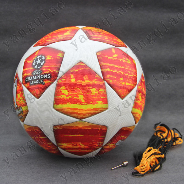 2018 2019 Champions League Soccer Ball Red PU high grade seamless paste skin football ball Size 5