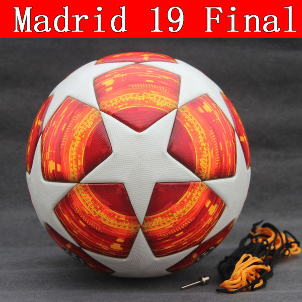 Red Madrid 19 Final Balls 2018-19 PSG Champions League Soccer Ball PU high grade seamless paste skin football ball Size 5