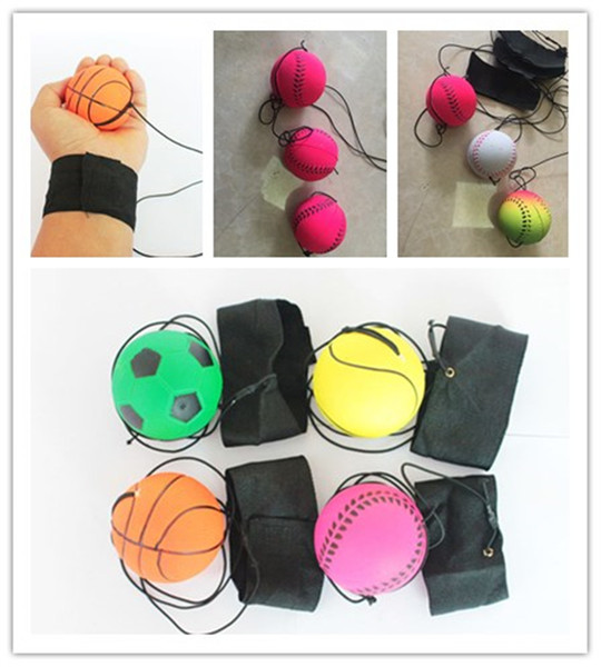 63mm Bouncy Fluorescent Rubber Ball Wrist Band Ball Board Game Funny Elastic Ball Training Antistress Toy Outdoor Games