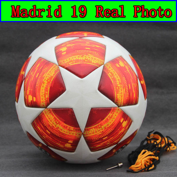 Real Photo New Red Madrid 19 Final Balls 2018-19 Champions League Soccer Ball PU high grade seamless paste skin football ball