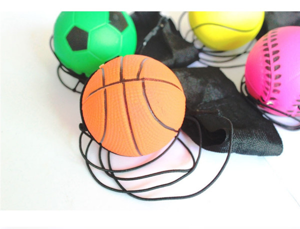 63mm Bouncy Fluorescent Rubber Ball Wrist Band Ball Board Game Funny Elastic Ball Training Antistress Toy Outdoor Games 100pcs