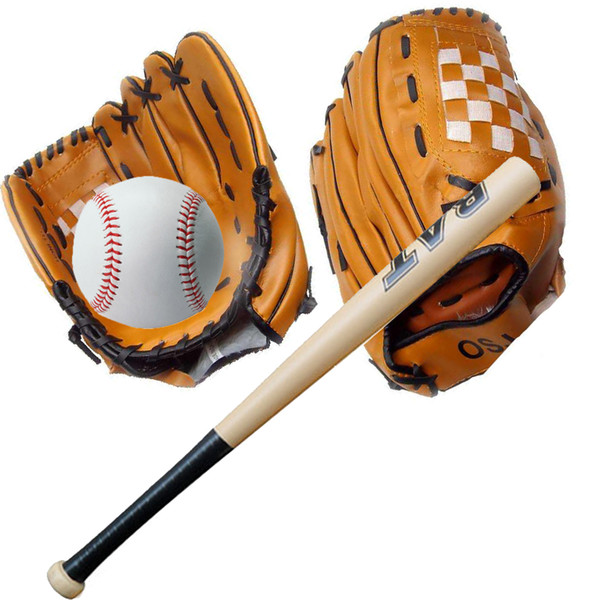 New Performance Gloves & Ball Combo Gift 1Pc 24 Inch Wooden Baseball Bat + 1Pc 10.5