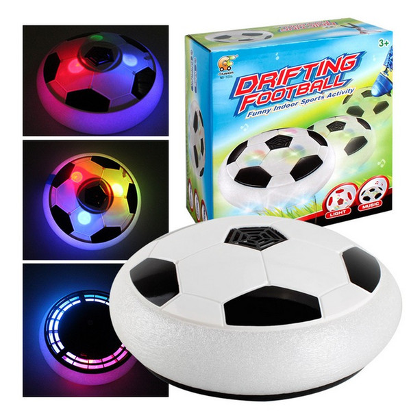 LED Floating Football Disc Gliding Ball Lights up Air Colorful Outdoor Hover Air Suspended Football Soccer Black White with Retail Box DHL