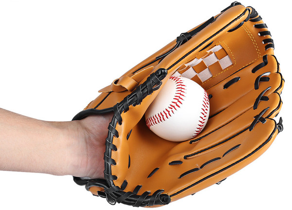 Outdoor Sports Brown Baseball Glove Softball Practice Equipment Size 10.5/11.5/12.5 Left Hand for Adult Man Woman Training