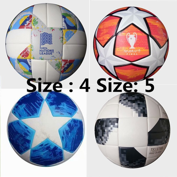 Size 4 Size 5 UEFA Nations League Soccer Balls 2019 European Champion League 2018 World Cup PUBalls Granules Slip-resistant Hop Quality