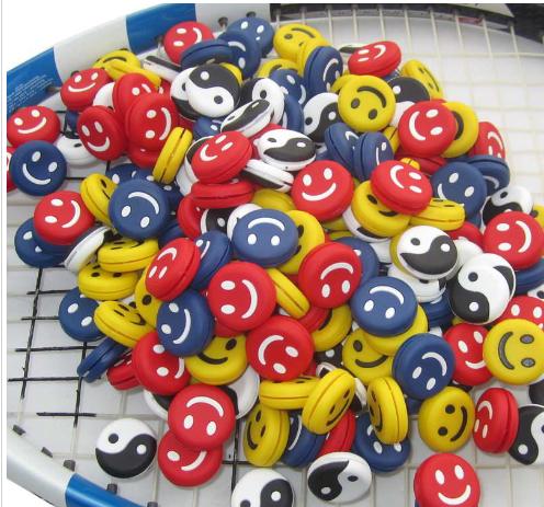 6 Styles Emoji Face Silicone Squash Tennis Vibration Dampeners Smile Face Rubber Shockproof Damper Sport Accessory E590L