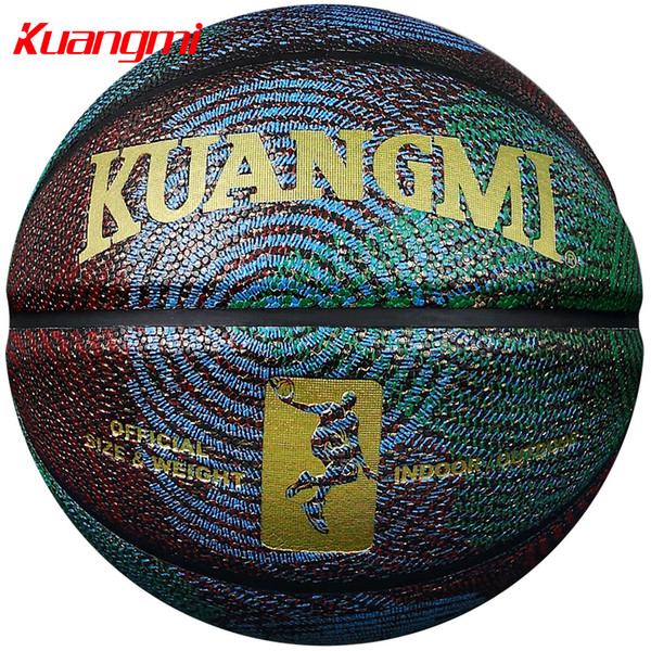 Kuangmi Printing Pattern PU leather Basketball US Basketball Pro StreetBall Basketball Ball Indoor Outdoor Official Size 7