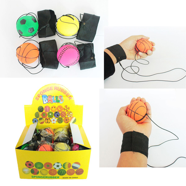 Cool 63mm Rubber Bouncing Ball Children Reaction Training Rope Wrist Elastic Ball Exercise Ability to Match Eyes and Movements