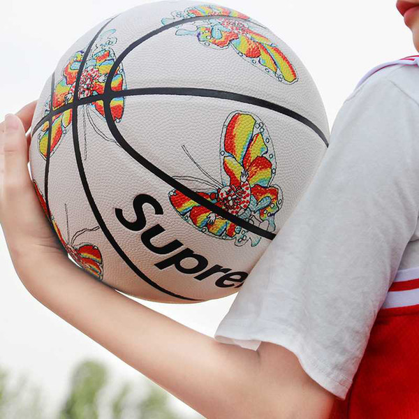 Clone Fashion White Basketball limited edition NO.7 Fancy street Wear-resistant Leather basketball ball for Men and Girl