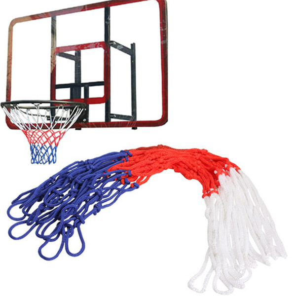 Standard Nylon Thread Sports Basketball Hoop Mesh Net Backboard Rim Ball Pum 12 Loops White Red Blue 3 Colors Net Wholesale