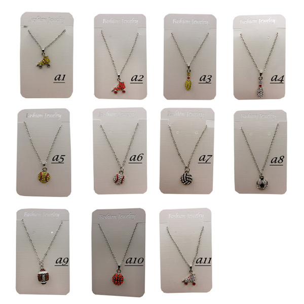 Sports Necklace Softball Baseball Football Volleyball Basketball Soccer Skating Bowling Rhinestone Crystal Bling