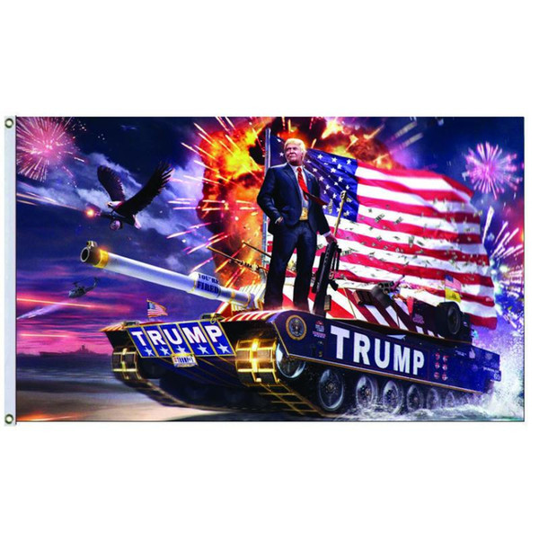 Trump tank flag Donald John Trump Amercia Flags Polyester Canvas Head Metal Grommet Personality Decortive Trump Banner Flag MMA1328