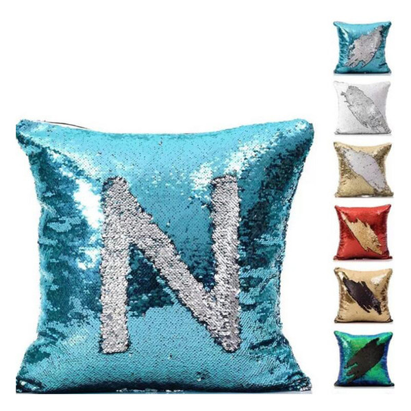 Sequin Pillow Case cover Mermaid Pillow Cover Glitter Reversible Sofa Magic Double Reversible Swipe Cushion cover 40 design Pillow Case