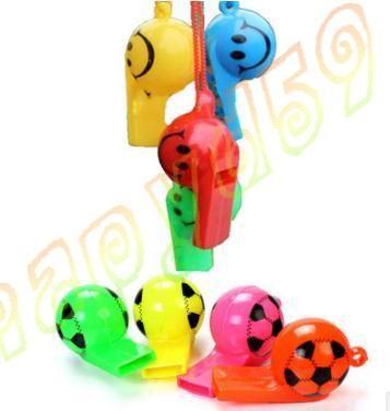 colorful soccer funny face kid fans whistle cheerleading children whistle foodball soccer ball whistles With rope