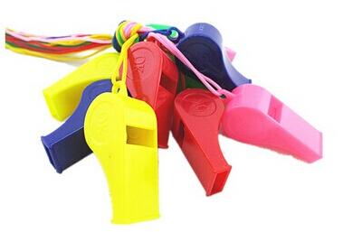 Free shipping 2000PCS/Lot Promotion colorful plastic Sport whistle with lanyard many colors mixed colours